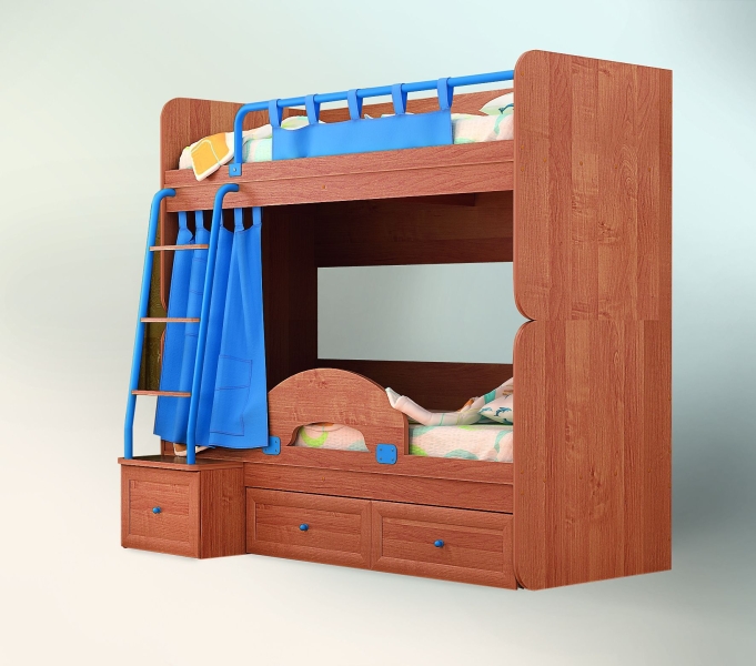 Комбинированная двухъярусная кровать для детей
