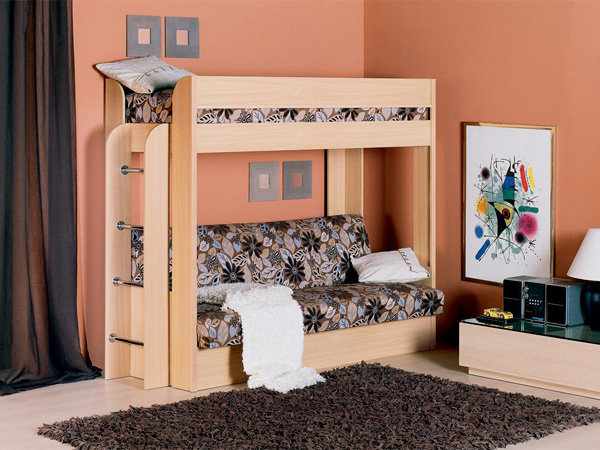 Односпальная кровать чердак с диваном для взрослых