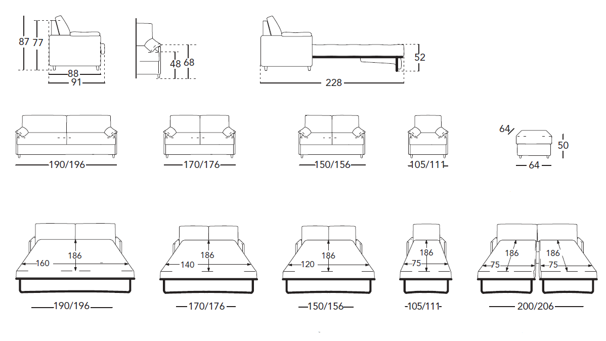 Размеры дивана кровати