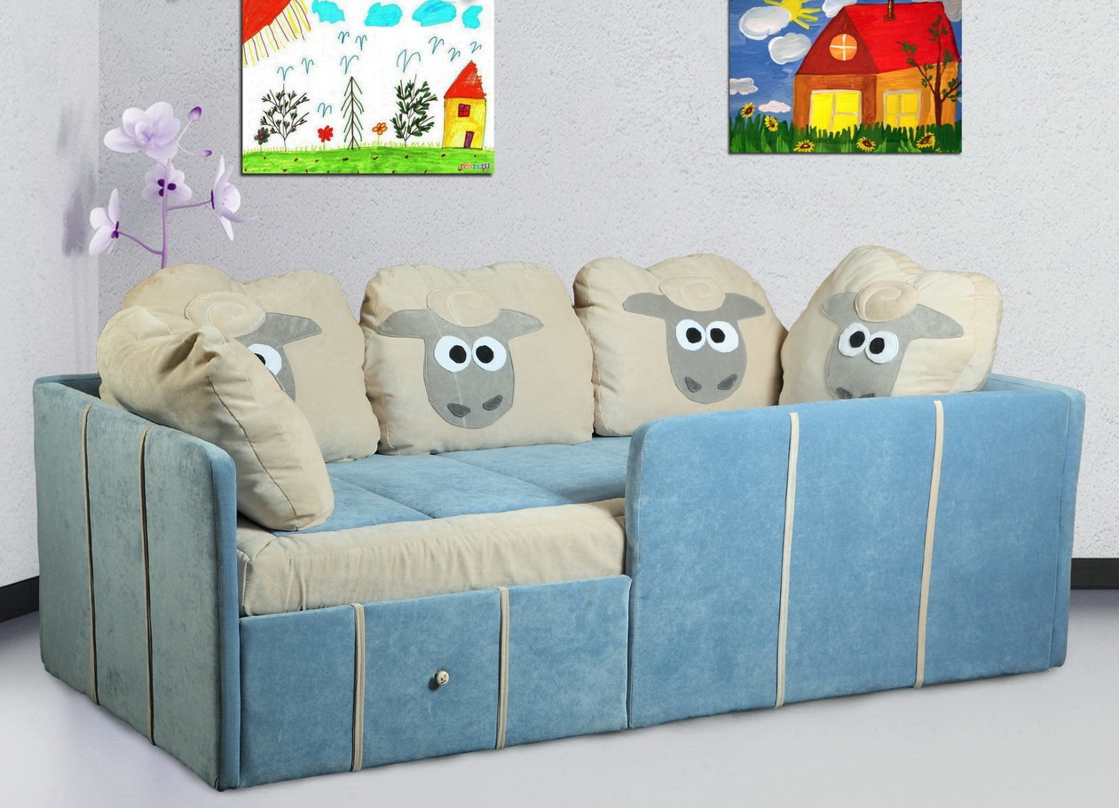 Детский диван кровать с бортиками мягкий