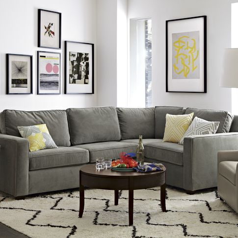Бархатный серый красивый диван