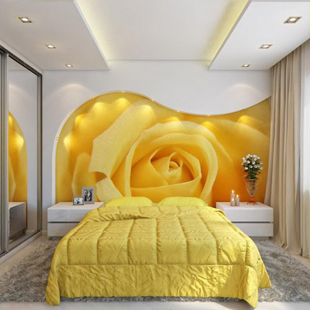Бледный оттенок желтой кровати