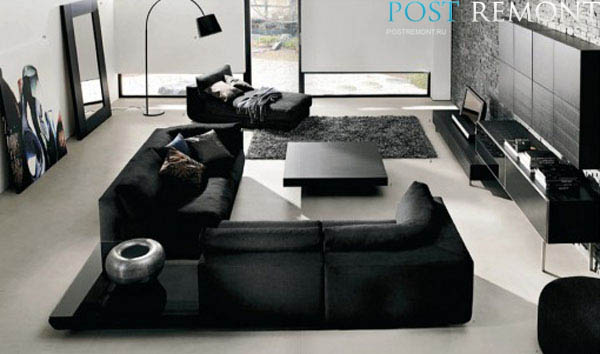 Черный современный диван для дома
