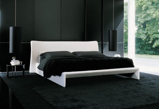 Черный вариант оформления современной кровати