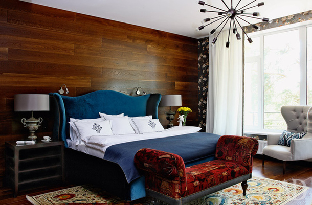 Дизайн спальни в синем цвете