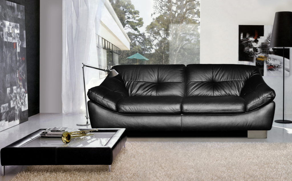 Двухместный красивый черный диван