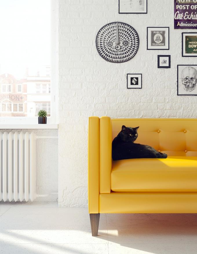 Как правильно подобрать современный диван желтого цвета