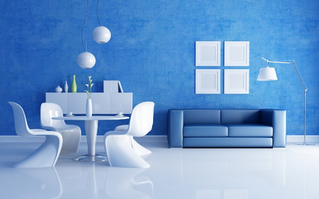 Как разместить синий диван в интерьере