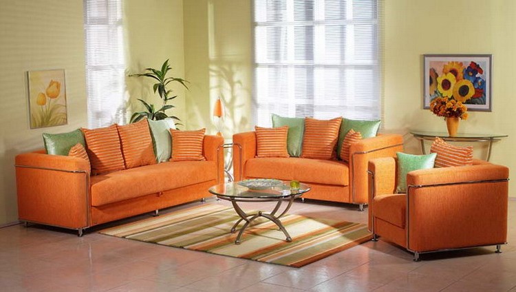 Классический дизайн дивана оранжевого цвета