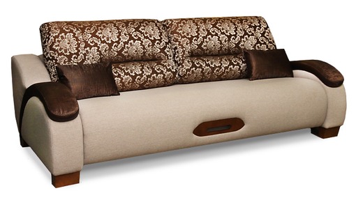 Коричневый диван в бежевых оттенках для гостиной