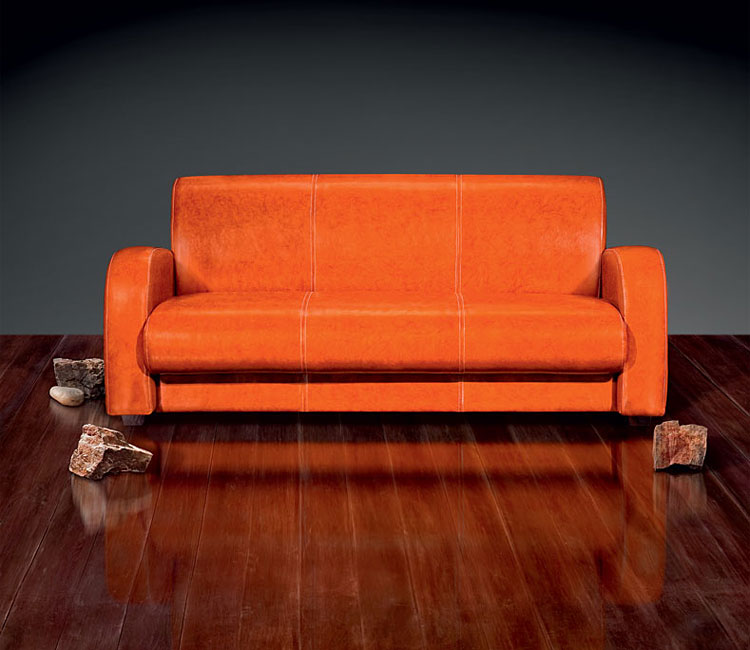 Кожаный оранжевый диван
