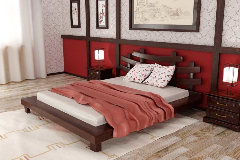 Красная кровать в стиле ноар