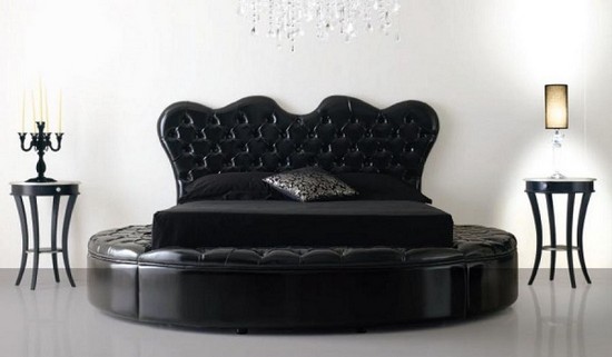 Кровать круглой формы в черном цвете