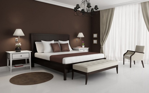 Кровать в стиле минимализм коричневого цвета