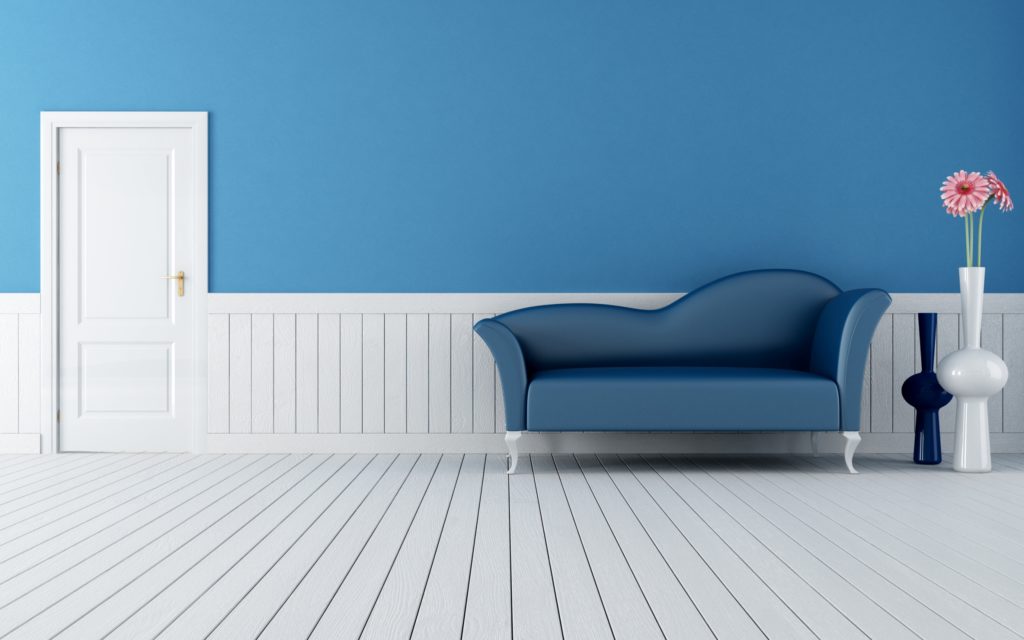 Маленький синий диван на ножках