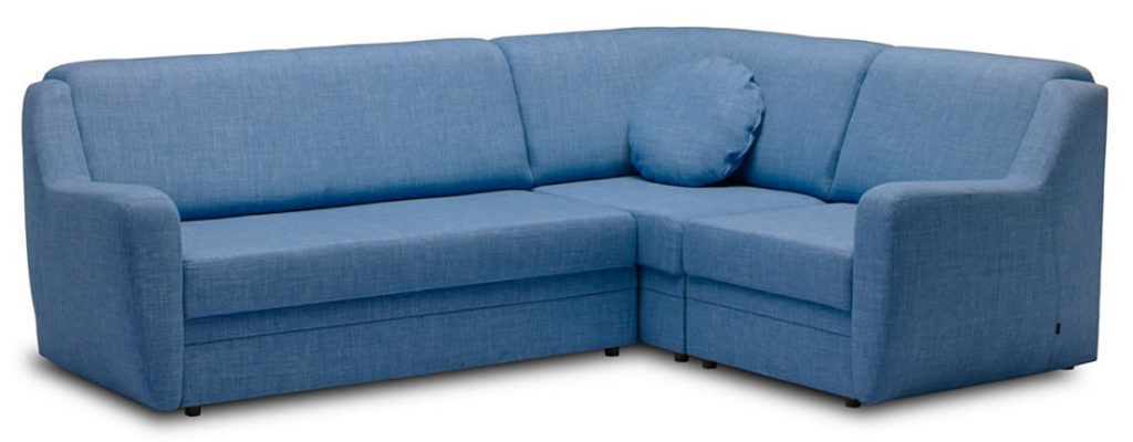 Модель углового дивана синего цвета