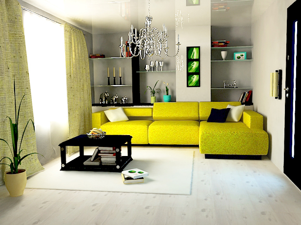 Пример насыщенного желтого дивана