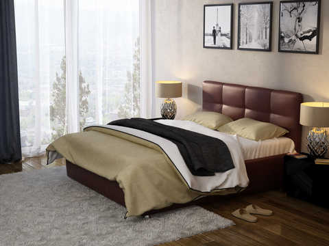 Привлекательная кровать коричневого цвета