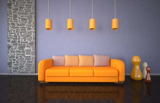 Приятный тон красивого оранжевого дивана