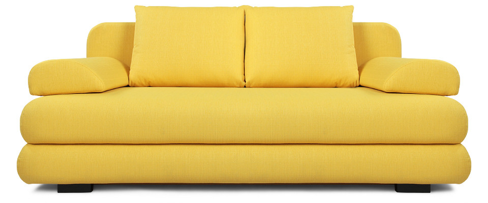 Прямой диван, выполненный в желтом цвете