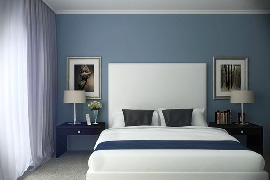 Синий оттенок современной кровати