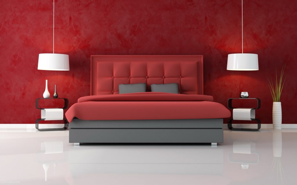 Современная красная кровать