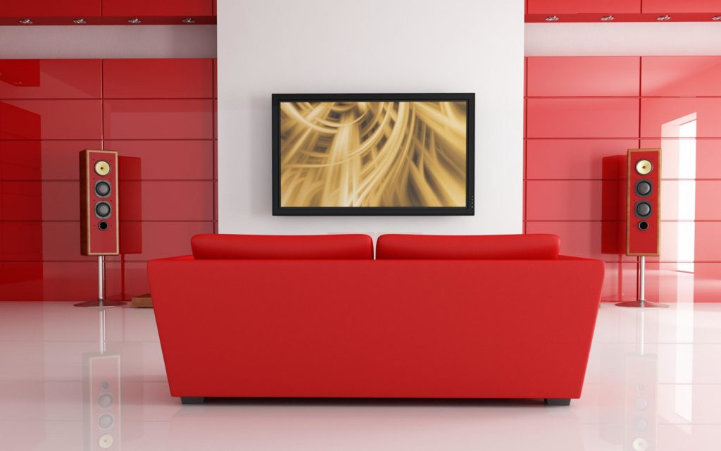Современный диван красного цвета