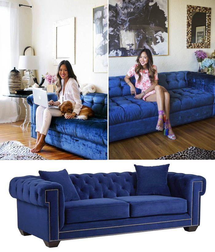 Современный диван, выполенный в синем цвете