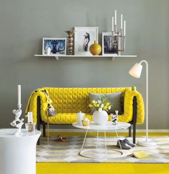 Современный желтый диван