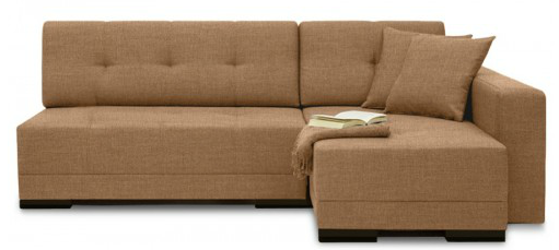 Уголовой компактный диван коричневого цвета