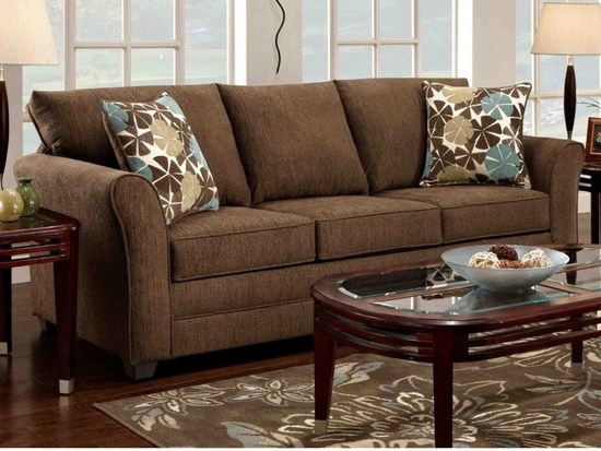Варианты размещения коричневого дивана