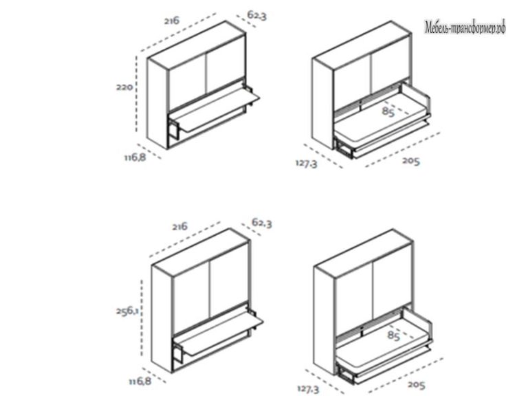 Кровать трансформер размеры схема