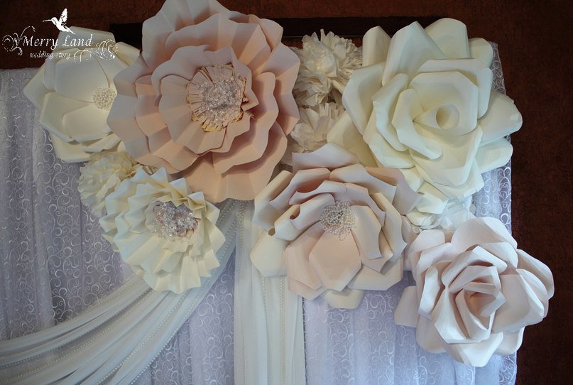 Комплект «Цветы для свадьбы»,из матовой бумаги, цвет слоновая кость, 20 шт., 20 см
