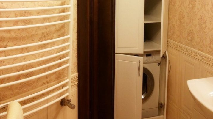 Шкаф в ванную комнату напольный со стиральной машиной