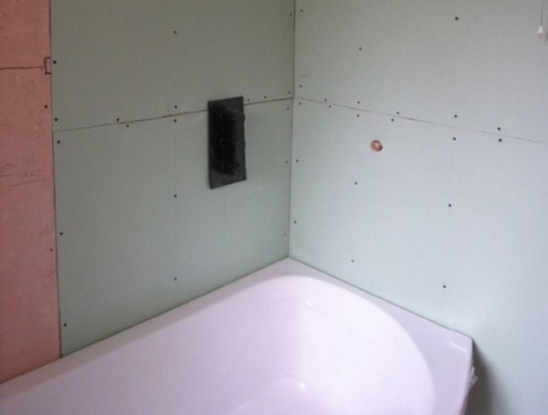 отделка стен в ванной гипсокартоном