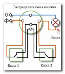 Схема подключения двухклавишного выключателя к люстре на 5 лампочек без заземления