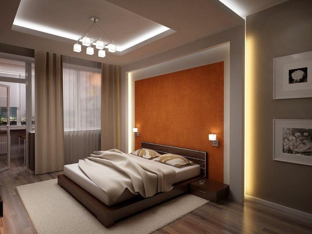 Потолки из гипсокартона с подсветкой для спальни