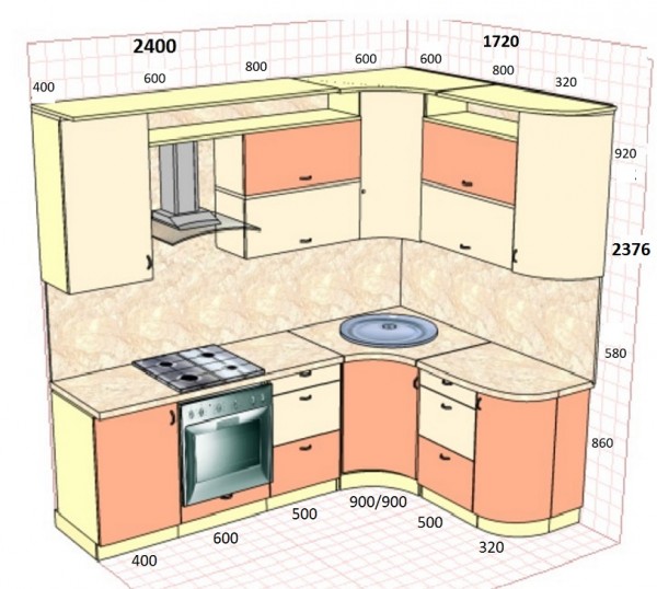 Проекты кухонь угловых со встраиваемой техникой