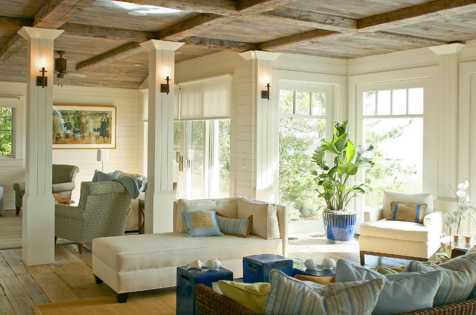 как визуально поднять потолок в деревянном доме